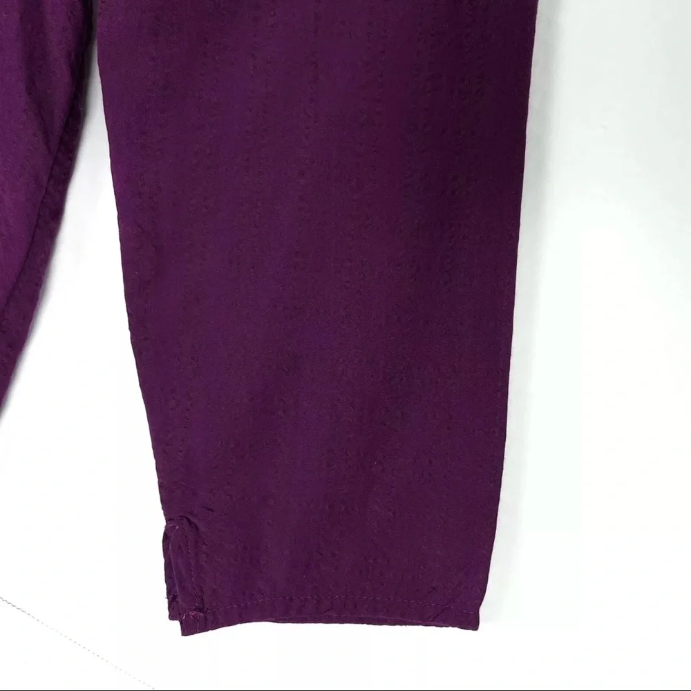 Old Navy Womens Seersucker Smocked Babydoll Blouse Peplum Peasant Large Purple - Picture 9 of 14